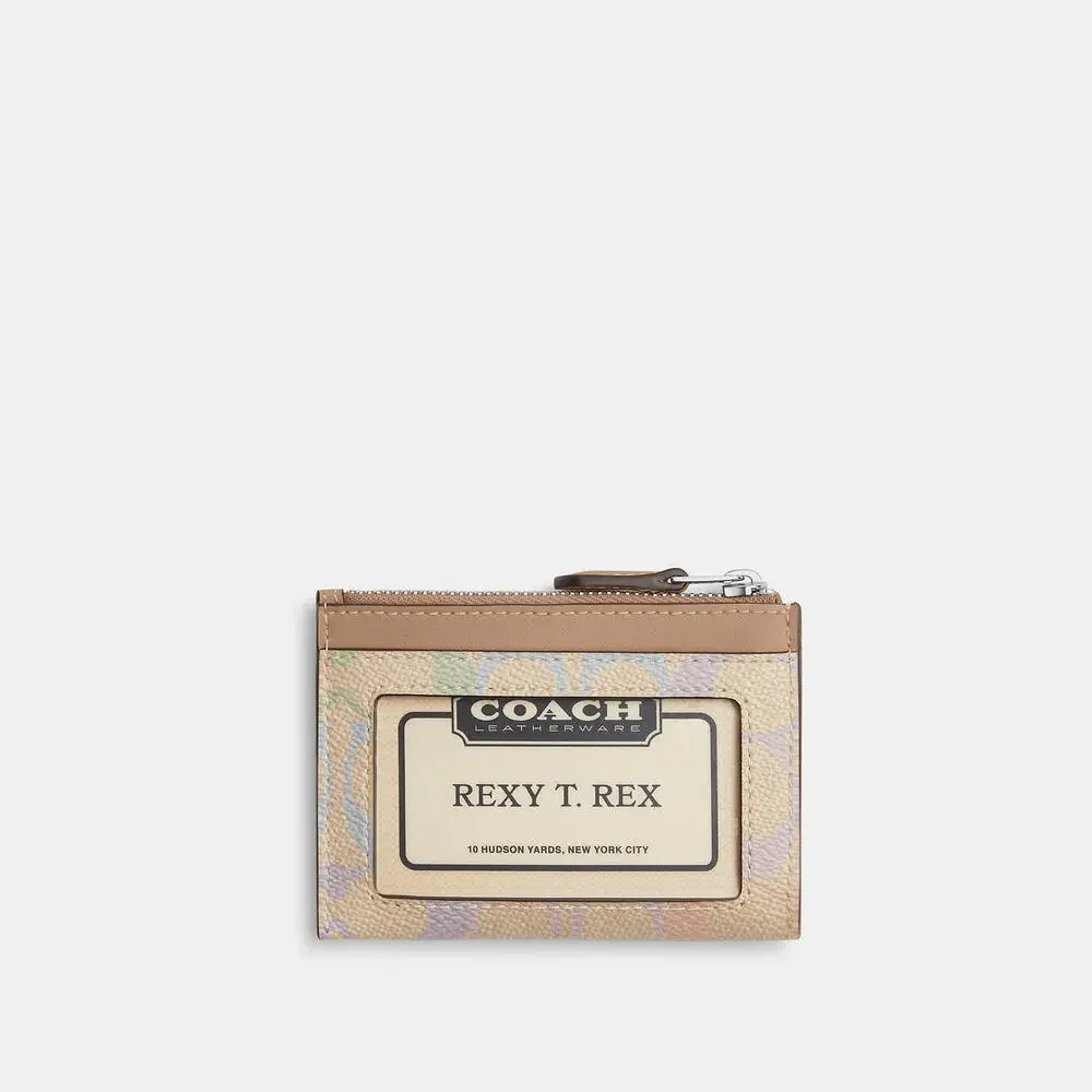 Coach Mini Skinny Id Case In pastel Rainbow Signature Canvas